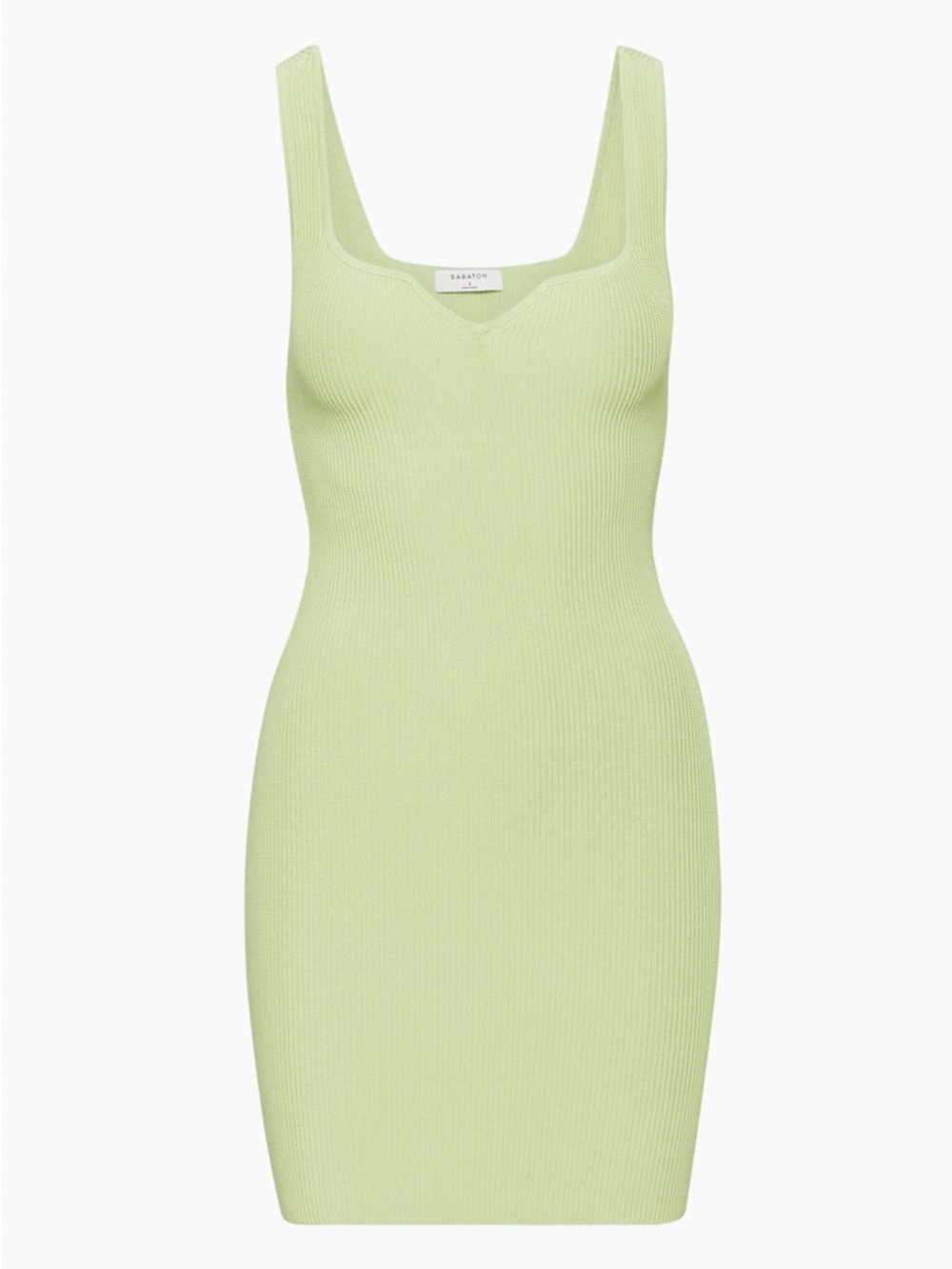 Aritzia Babaton Sculpt Knit Notch Mini Dress in Pastel Green XS - Picture 2 of 5